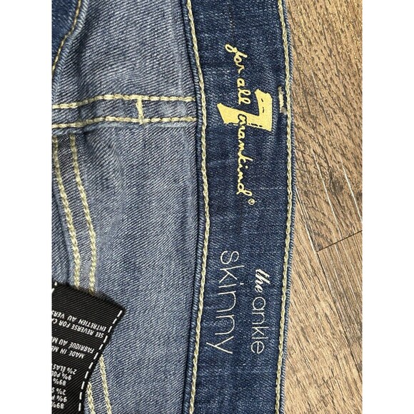 7 For All Mankind Jeans Women 25‎ The Ankle Skinny Distressed Blue Stretch Denim - Picture 5 of 10